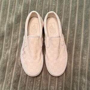 Vans women’s platform Checkerboard Sneakers in cream